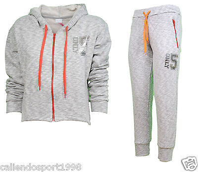 Tuta Donna Fitness Palestra Felpa+Pantalone Con Cappuccio Cotone Sport