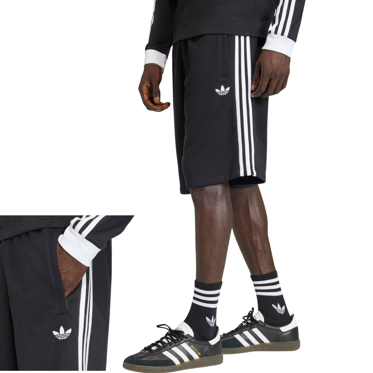 PANTALONCINO ADIDAS KE3566 3 STRIPES NERO COTONE