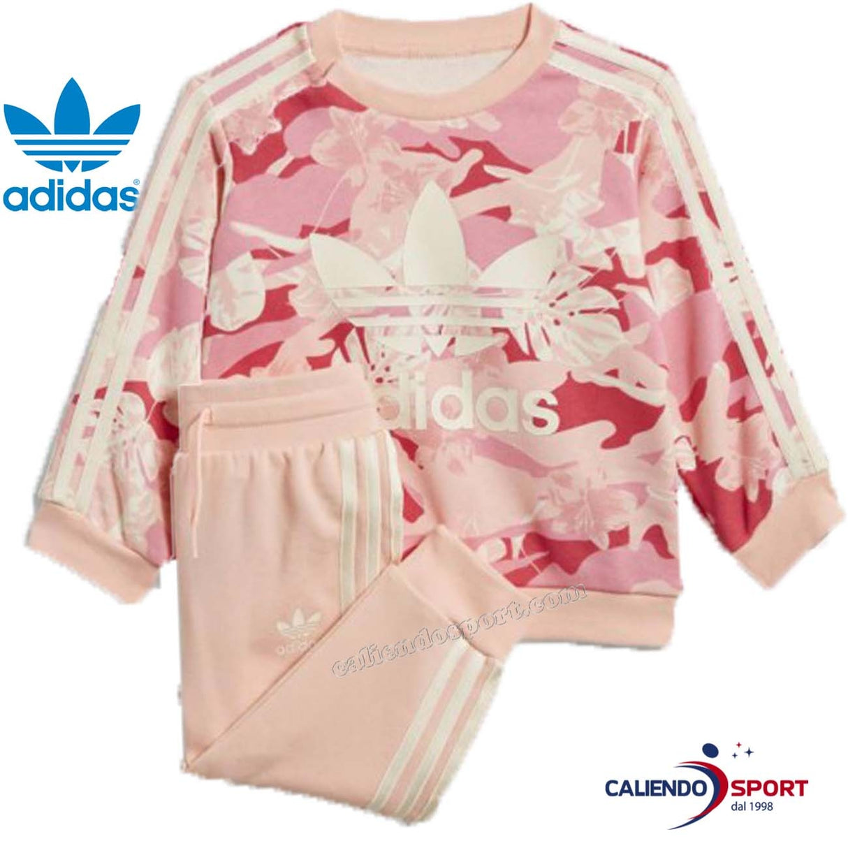 TUTA BAMBINA ADIDAS GD2888 CREW SET ROSA COTONE GARZATO