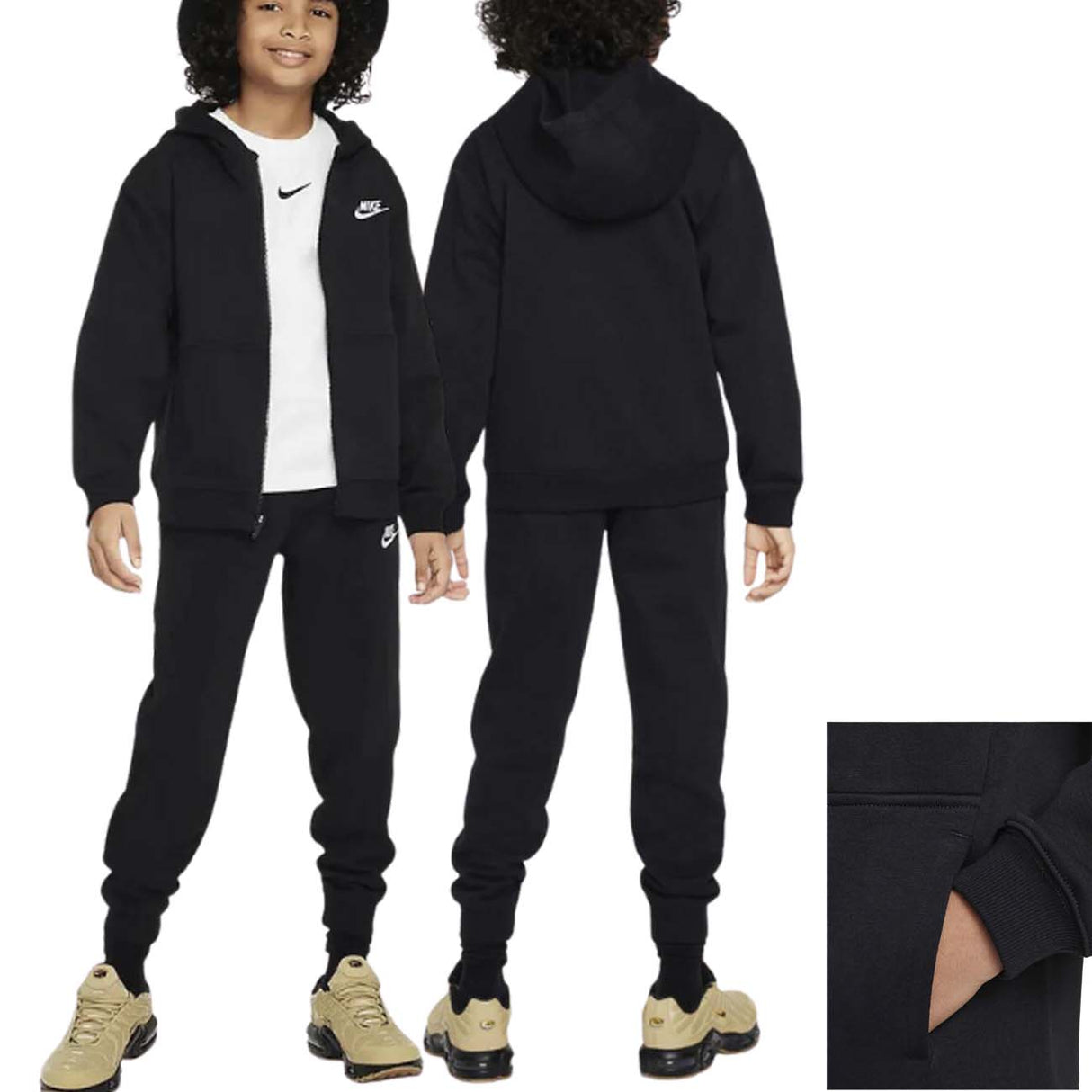 TUTA NIKE RAGAZZI FD3114 010 SPORTWEAR COTONE FELPATO