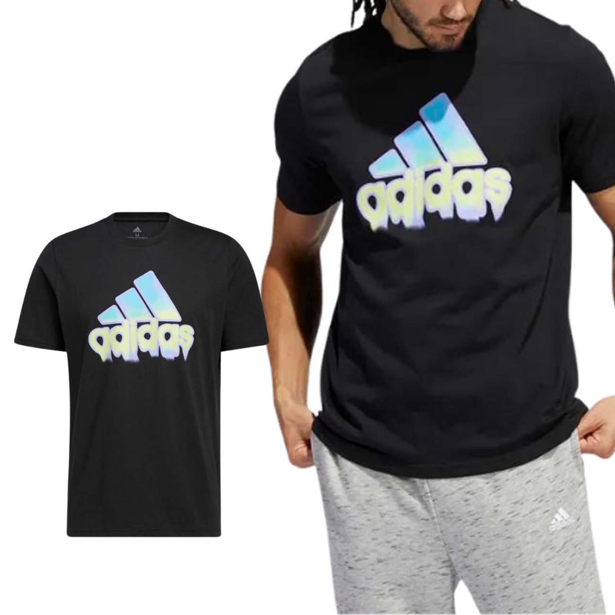 T-SHIRT EN COTON NOIR GRAPHIQUE ADIDAS HE4813