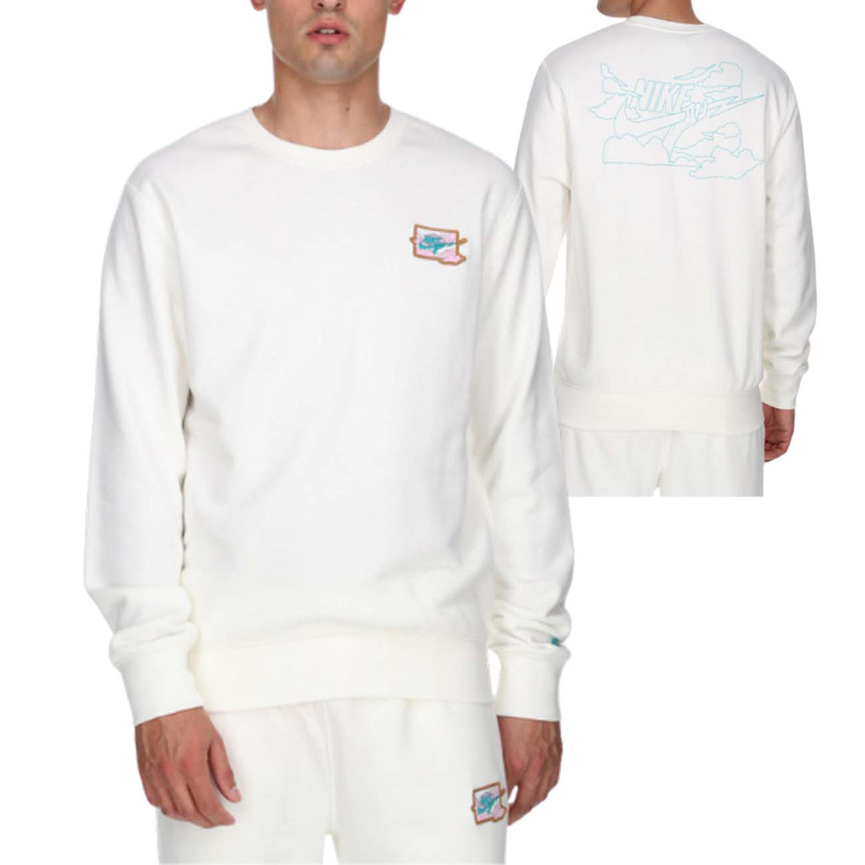 FELPA NIKE FZ0764 133 GIRO COLLO BIANCO COTONE GARZATO