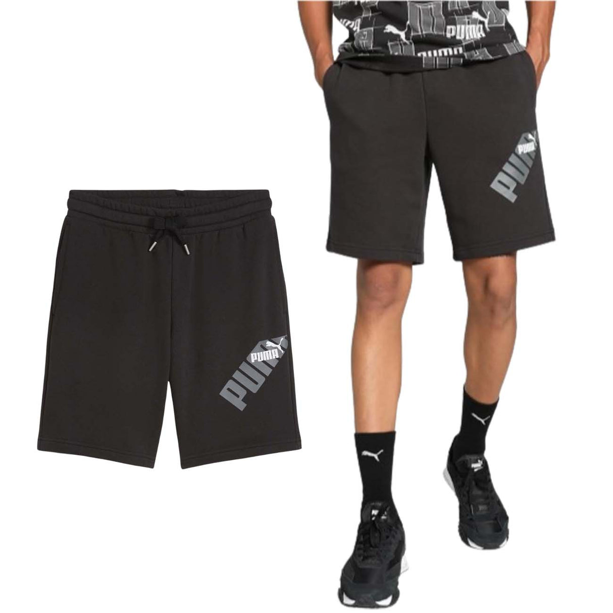PANTALONCINO PUMA 678965 01 POWER COTONE GARZATO NERO