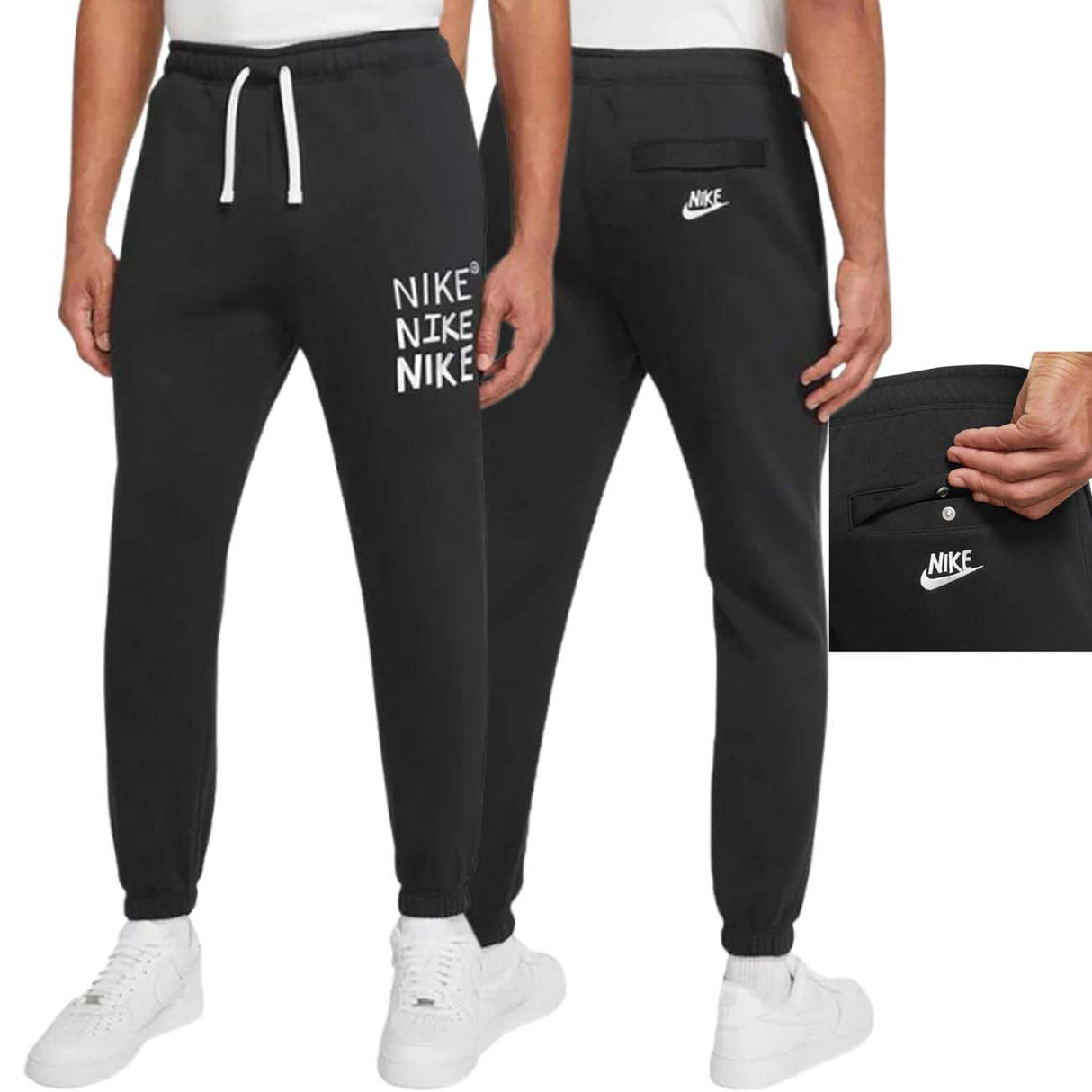 PANTALONE NIKE DQ4081 010 COTONE FELPATO NERO