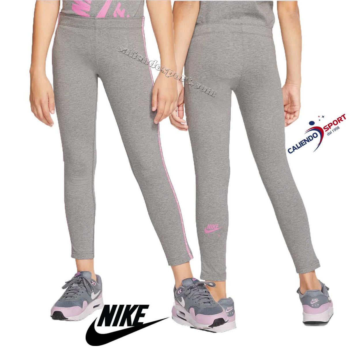 LEGGINGS NIKE FILLE CJ7416 091 GRIS ROSE AIR SPORT
