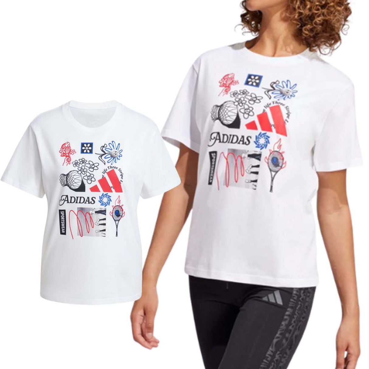 T-SHIRT DONNA ADIDAS JN9097 GRAPHIC BIANCO COTONE
