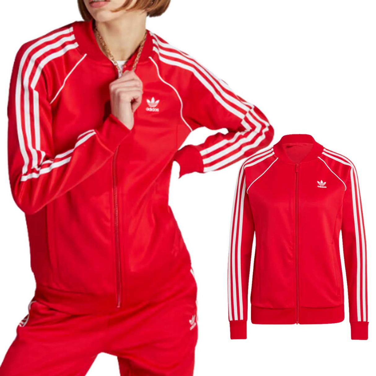 GIACCA ADIDAS DONNA IK4032 TRACK TOP ADICOLOR ROSSO