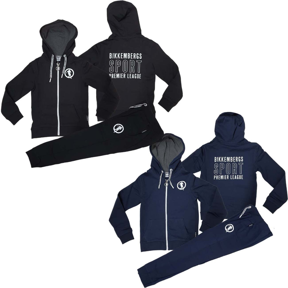 TUTA BAMBINO BIKKEMBERGS BK0403 COTONE FELPATO BLU NERO