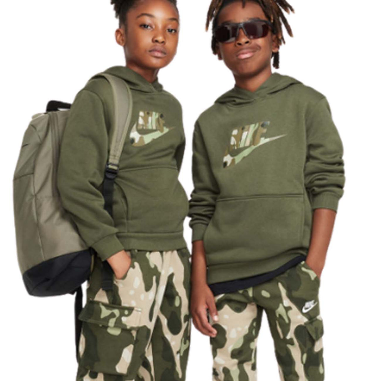 FELPA RAGAZZI NIKE FZ5489 325 SPORTWEAR COTONE FELPATO VERDE