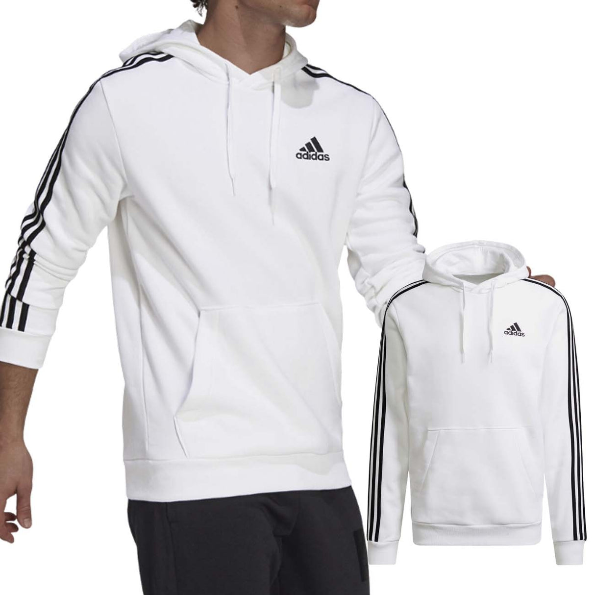 FELPA ADIDAS GU2522 ESSENTIALS 3-STRIPES BIANCO
