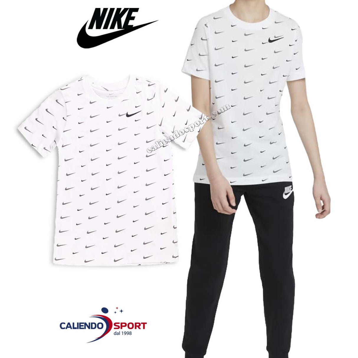 T-SHIRT NIKE GARÇON DC7530 100 COTON BLANC