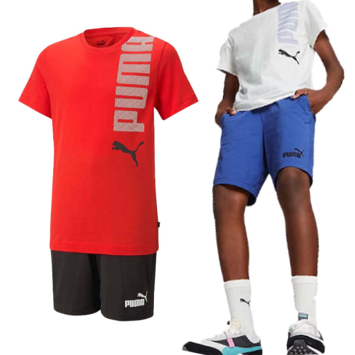 COMPLETO RAGAZZI PUMA 673284 SHIRT PANTALONCINO COTONE