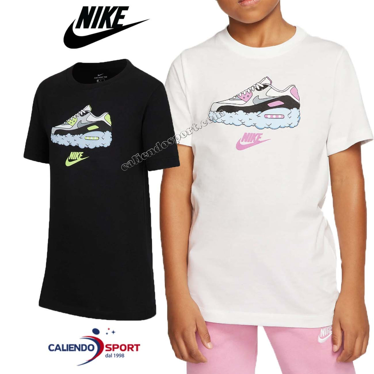 T-SHIRT NIKE GARÇON CT2629 010 100 NOIR BLANC COTON