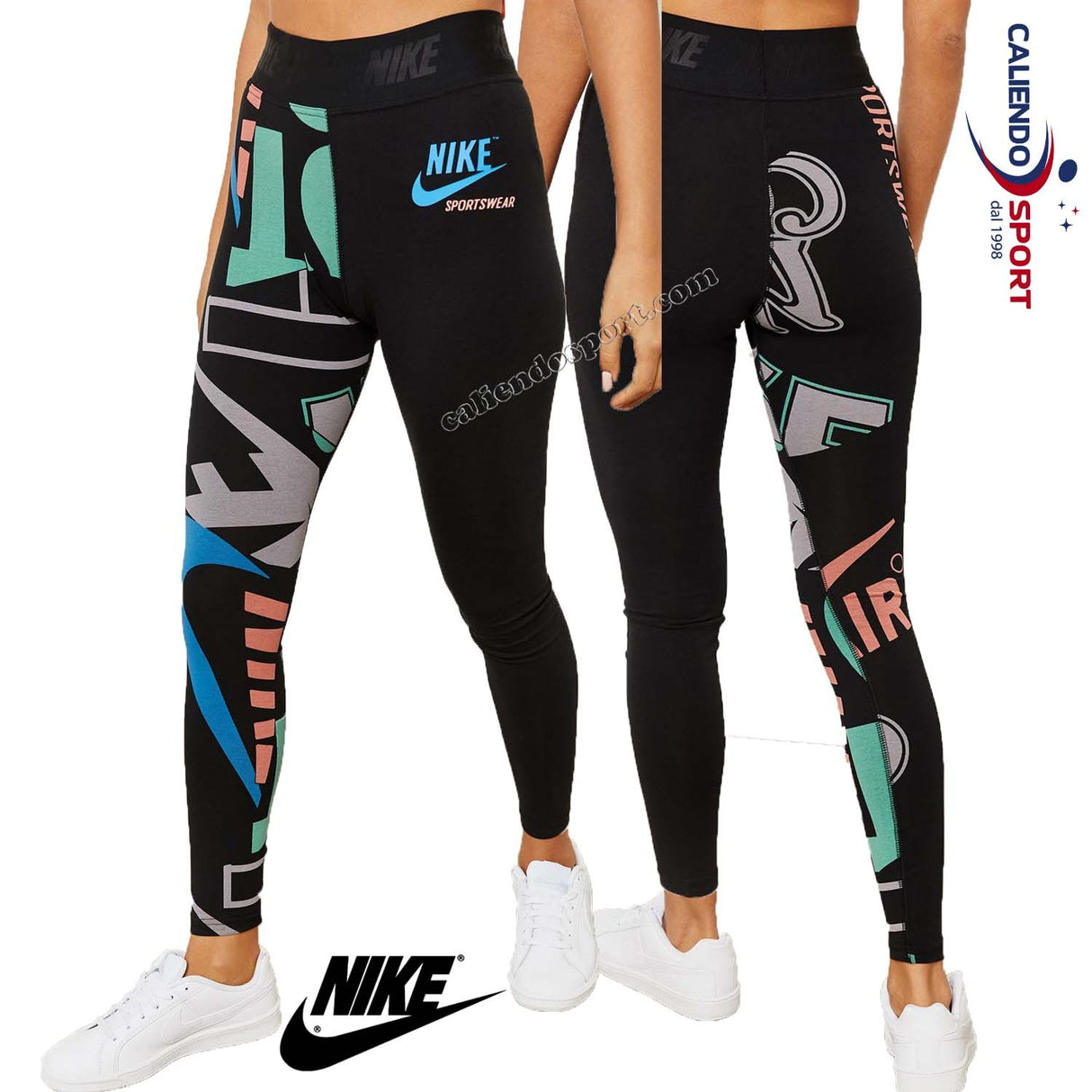 LEGGINS NIKE DONNA AQ3586 010 Sportswear High Waist IDJ SPORT PALESTRA CASUAL NERO FANTASIA