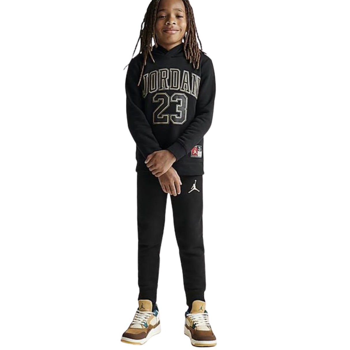 TUTA BAMBINI JORDAN 85C651 K5X NERO COTONE FELPATO