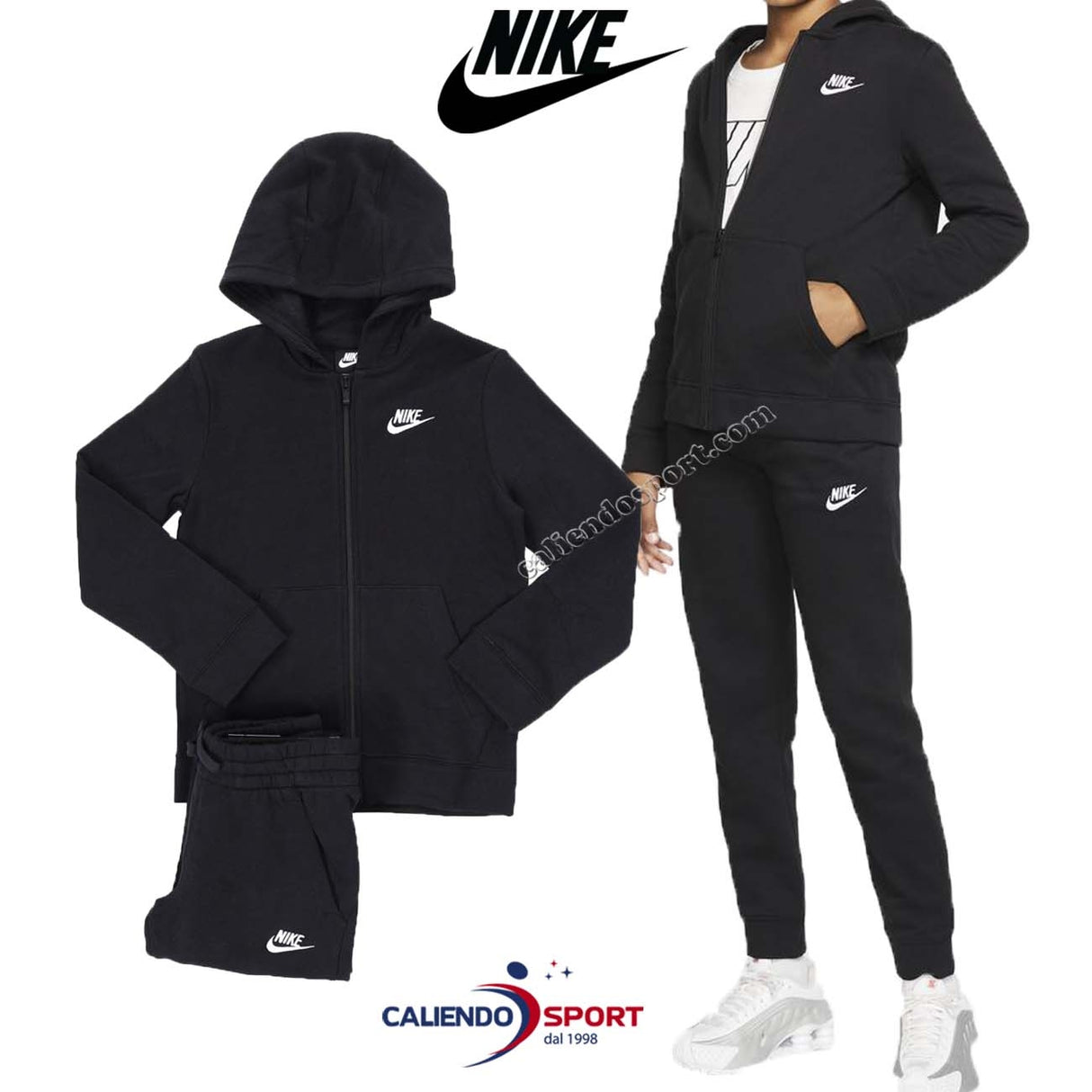 TUTA RAGAZZI NIKE BV3634 010 SPORTSWEAR COTONE FELPATO