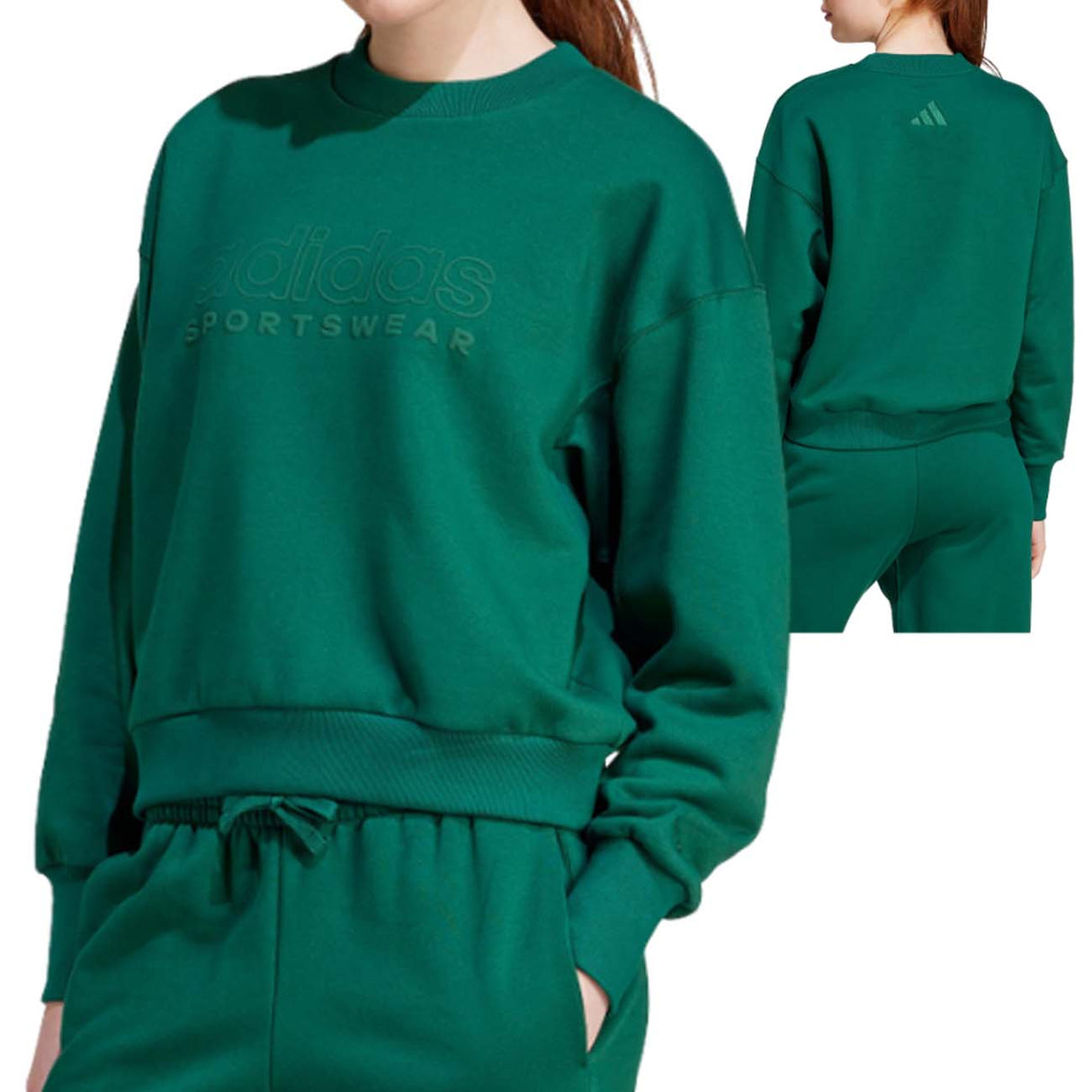 FELPA DONNA ADIDAS IY6844 VERDE COTONE FELPATO