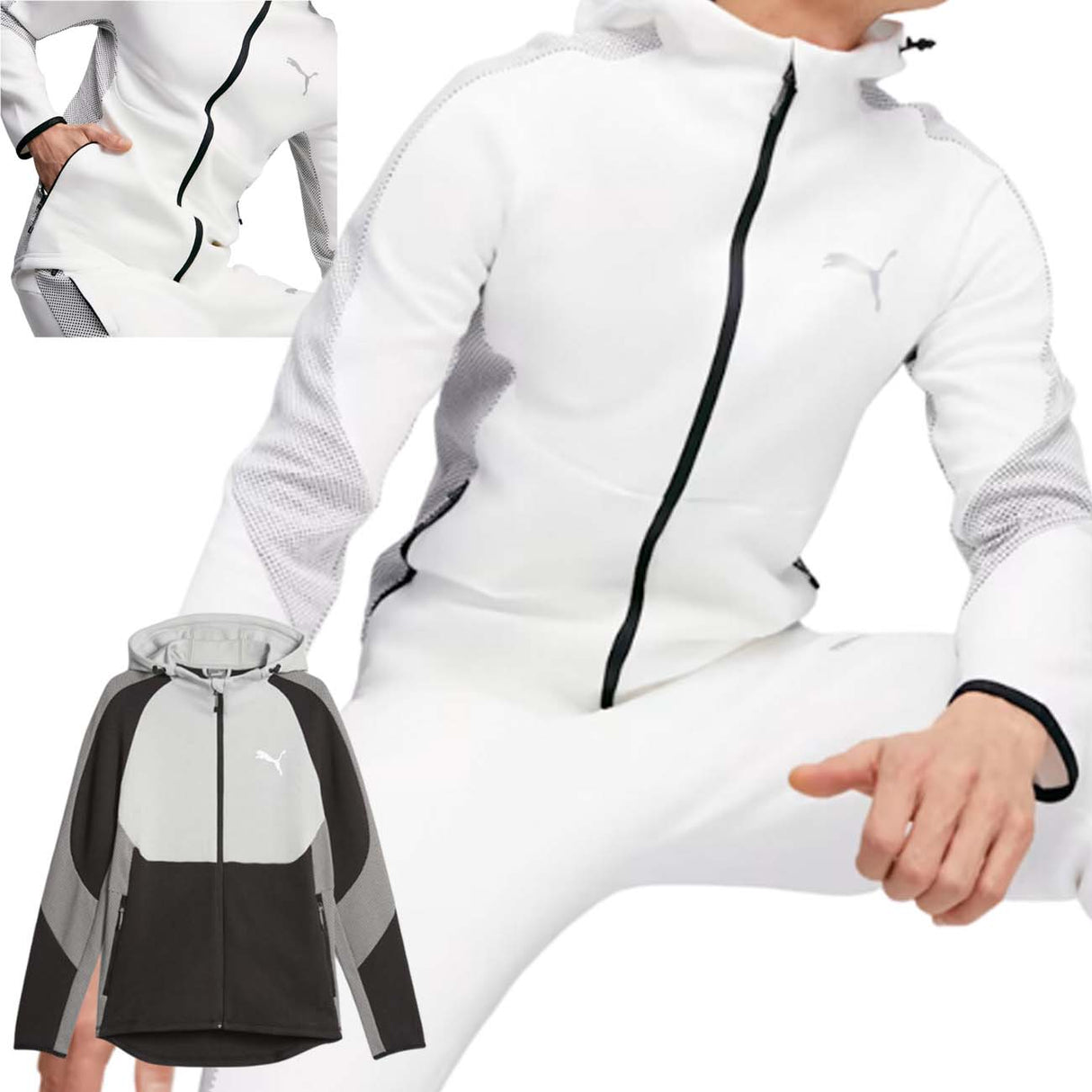 FELPA PUMA 675930 EVOSTRIPE dryCELL BIANCO NERO