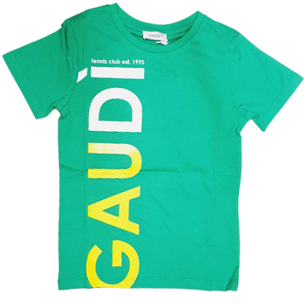 GAUDI' BOYS T-SHIRT GAM04536 GREEN WHITE COTTON