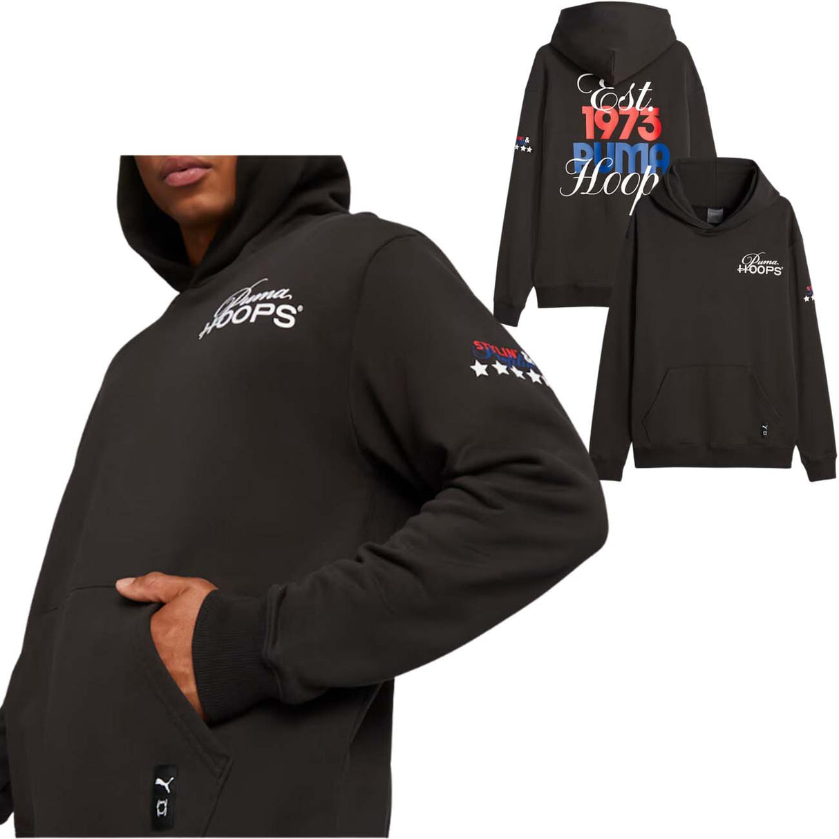 FELPA PUMA 621998 01 GRAFICA COTONE FELPATO NERO