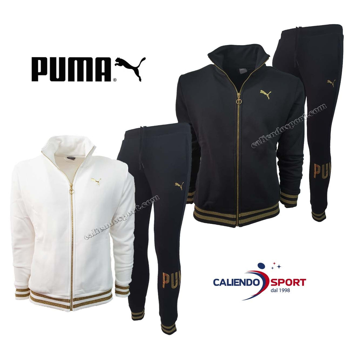 SURVÊTEMENT FEMME PUMA 585729 POLAIRE DE COTON NOIR BLANC