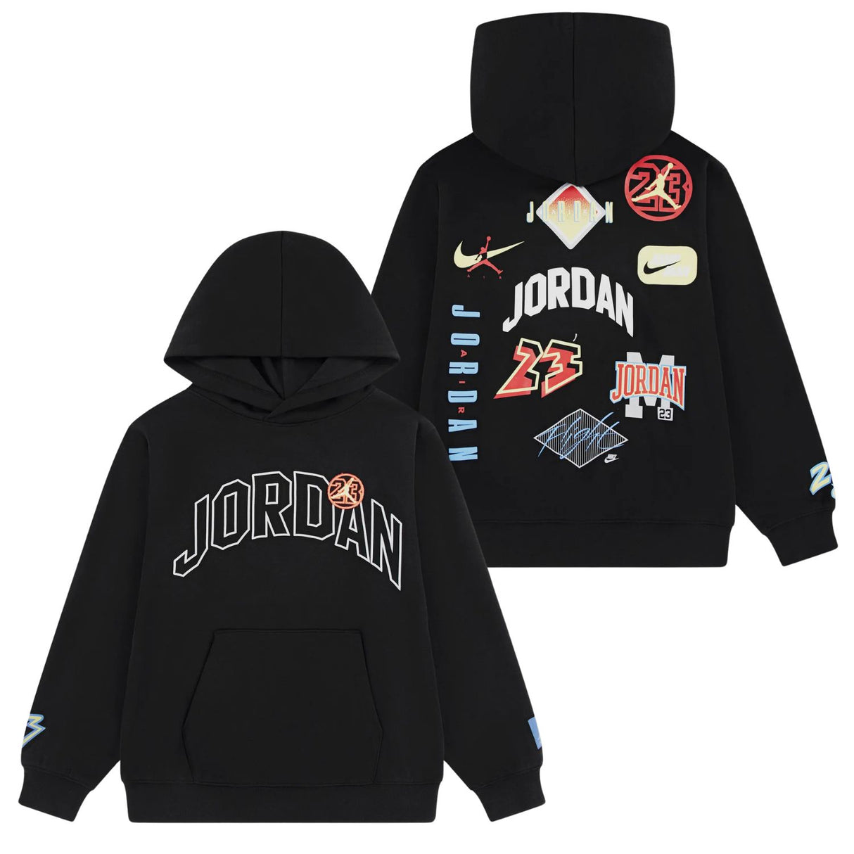 FELPA RAGAZZI JORDAN 95F569-023 DYNASTY HOODIE NERO COTONE GARZATO