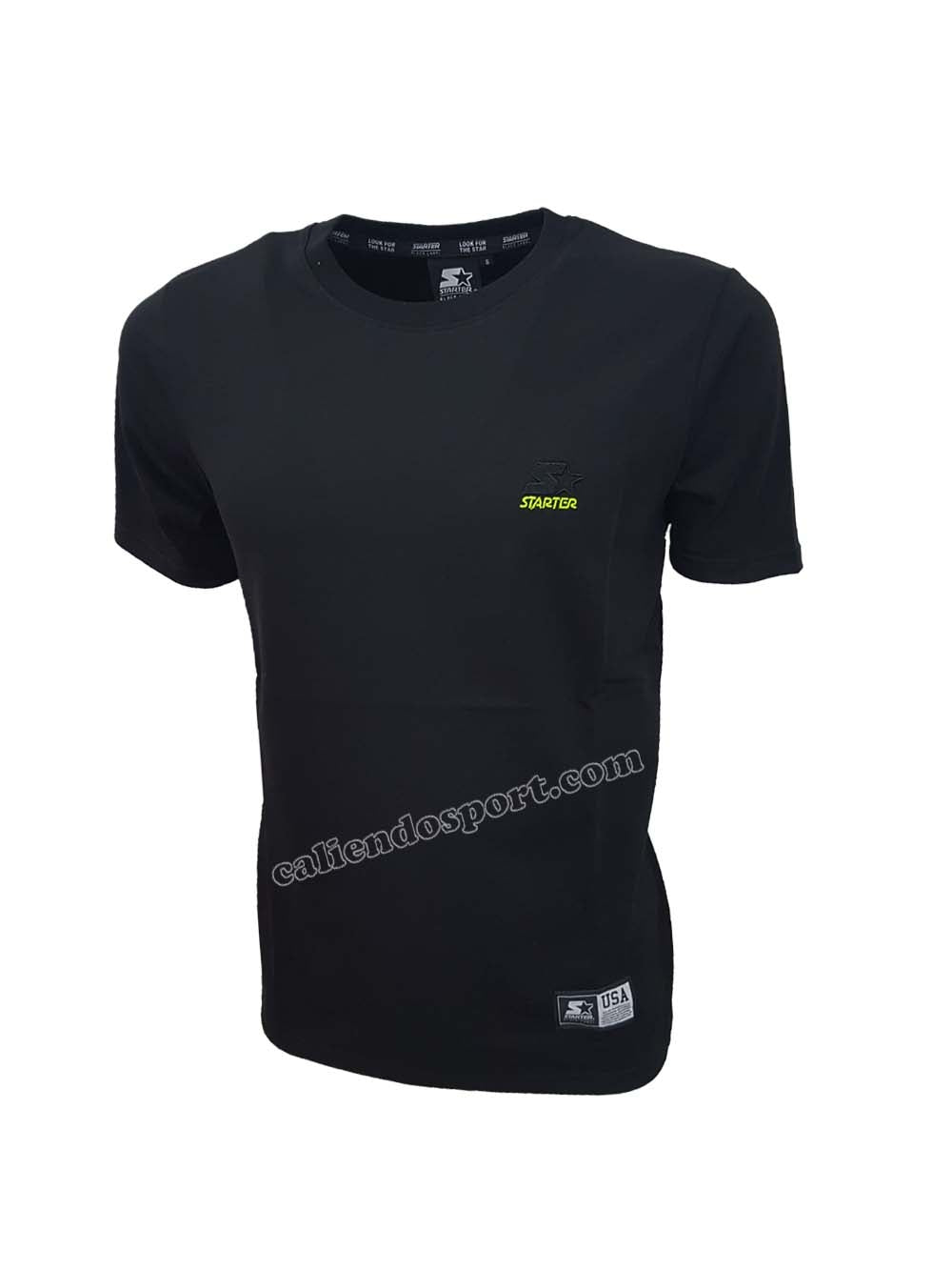 STARTER T-SHIRT 72910 WHITE BLACK FLUORESCENT GREEN COTTON
