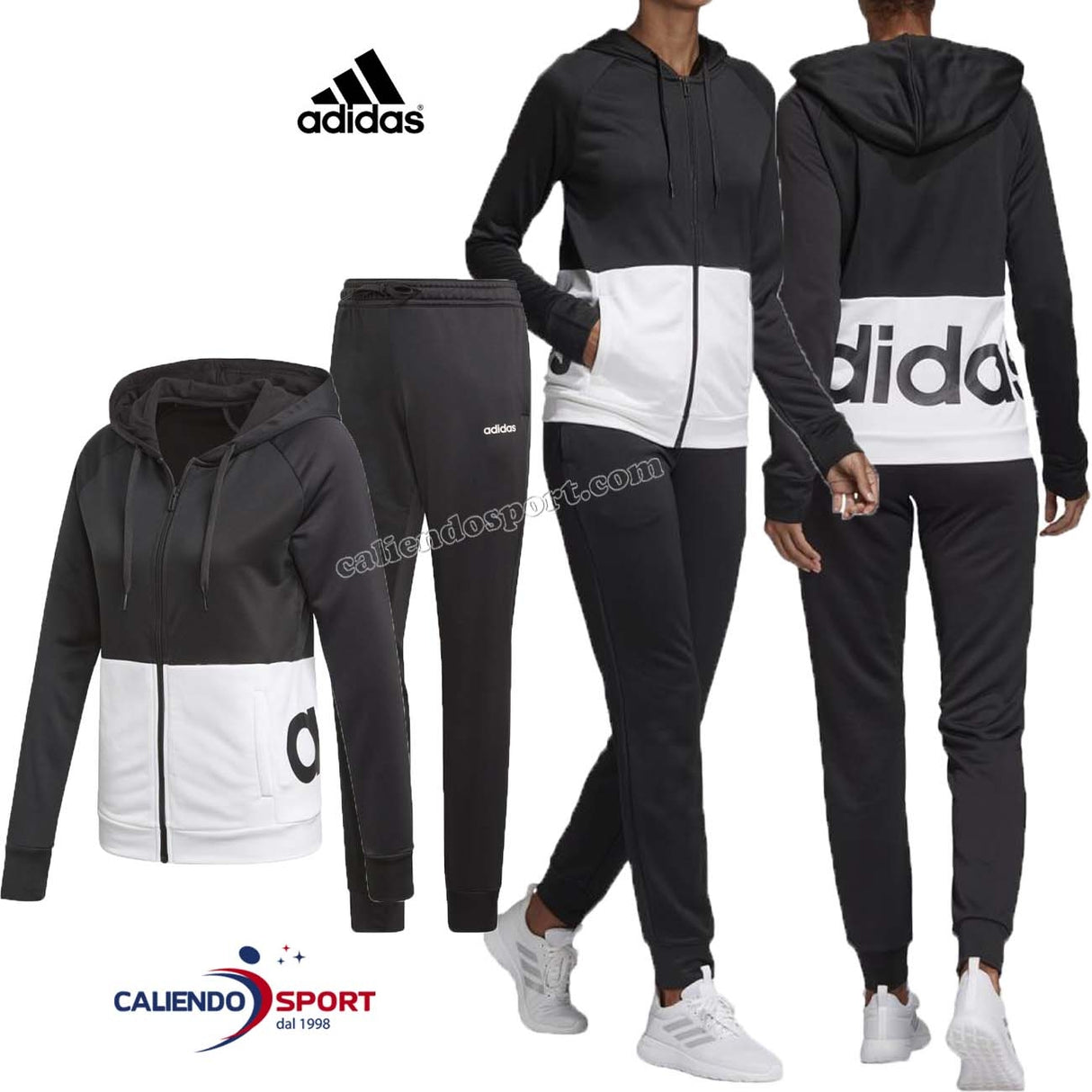 TUTA ADIDAS DONNA DV2425 WTS LIN FT HOOD NERO