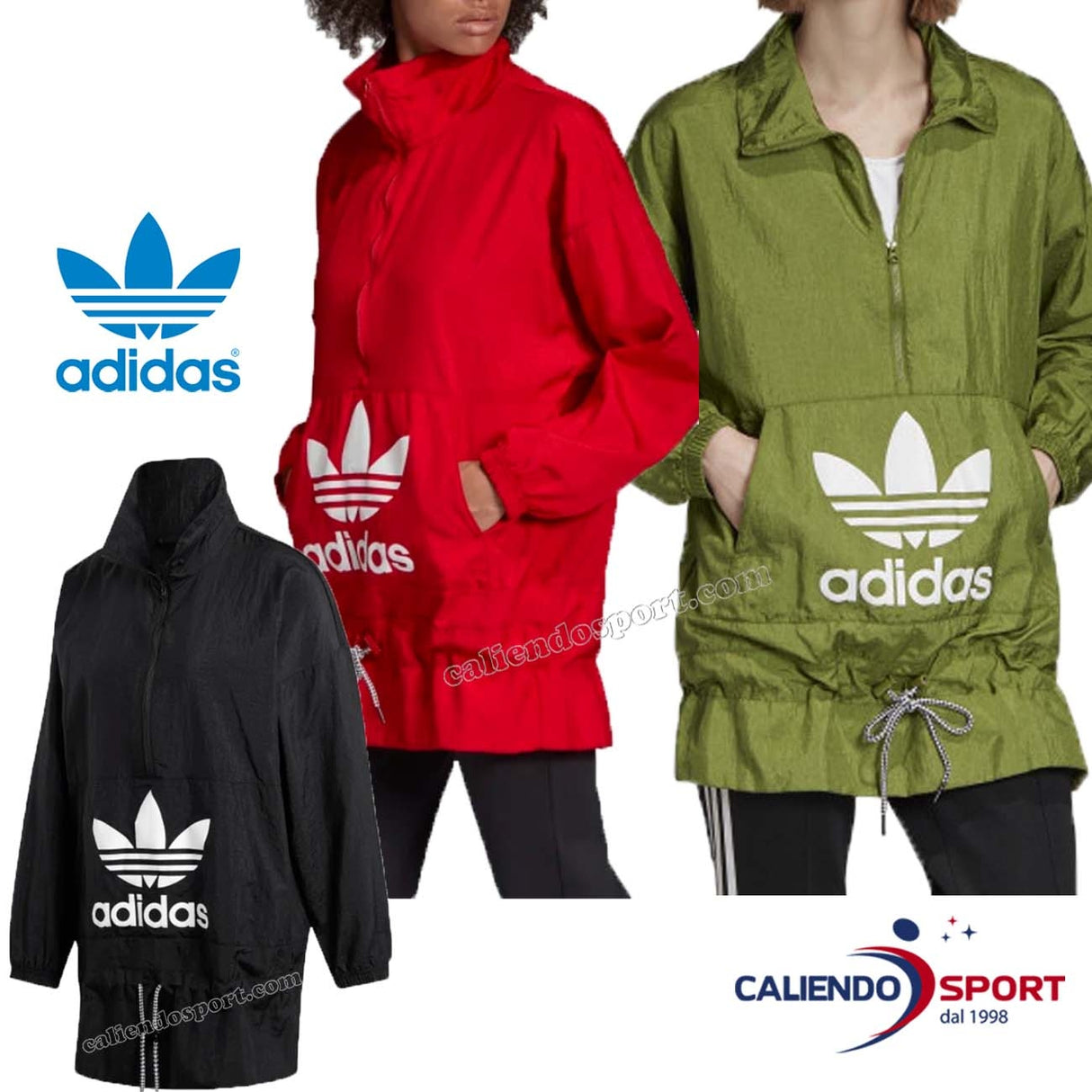 ADIDAS ED759 ORIGINALS WIND JACKET BLACK GREEN RED