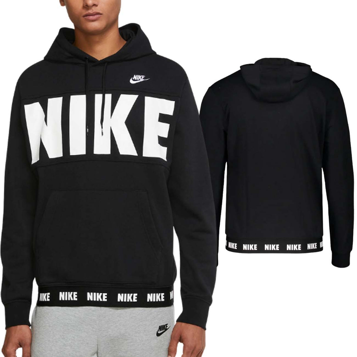 FELPA NIKE DD4726 010 LOGO HOODIE COTONE GARZATO