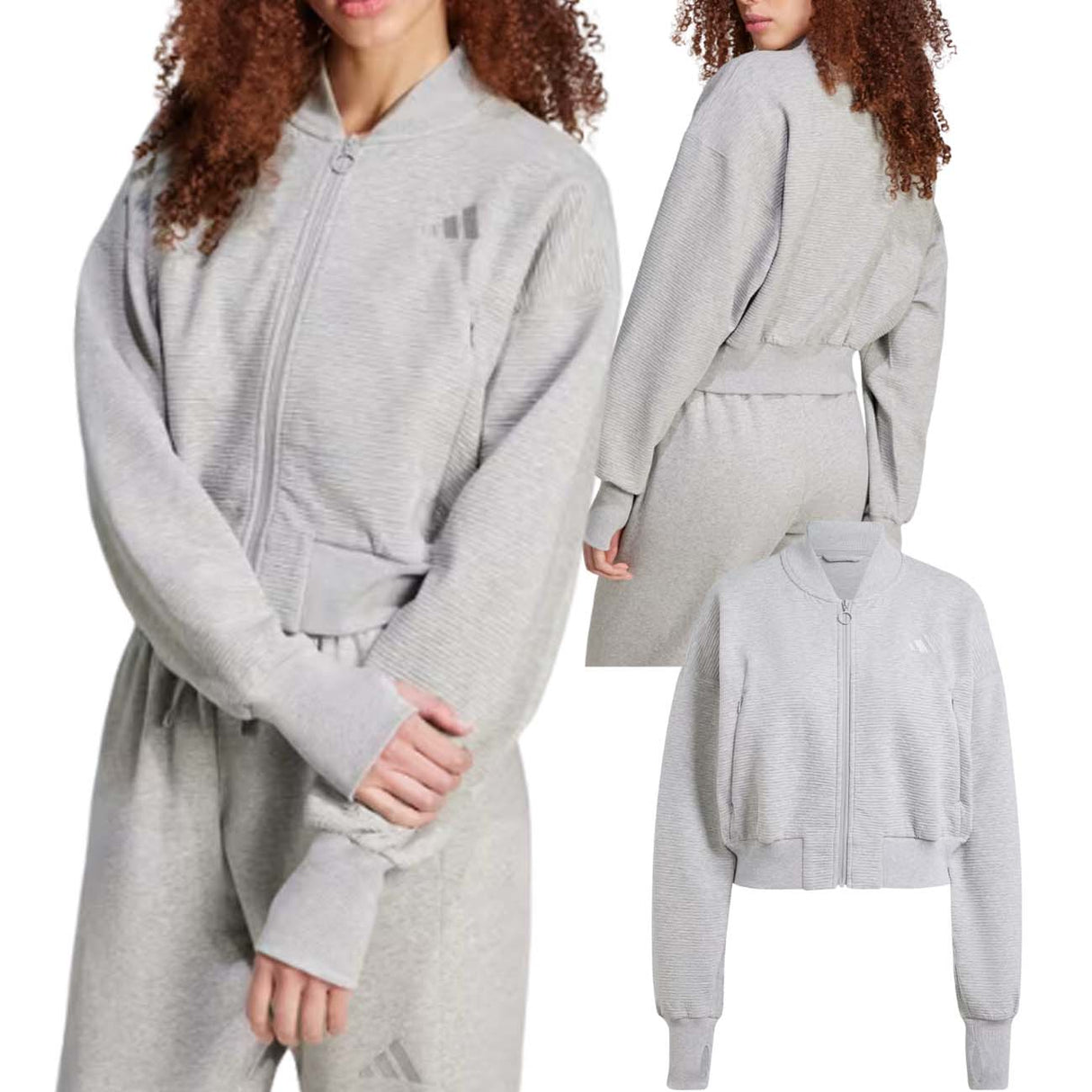 FELPA GIACCA ADIDAS IY6833 SZN GRIGIO COTONE