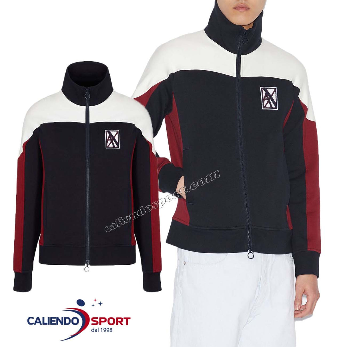 FELPA UOMO ARMANI 6GZMGA ZJZ1Z EXCHANGE BLU BIANCO BORDO'