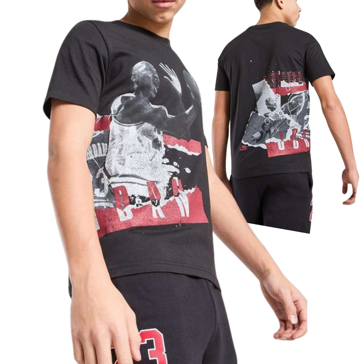 T-SHIRT RAGAZZI JORDAN 95F627 023 COTONE NERO