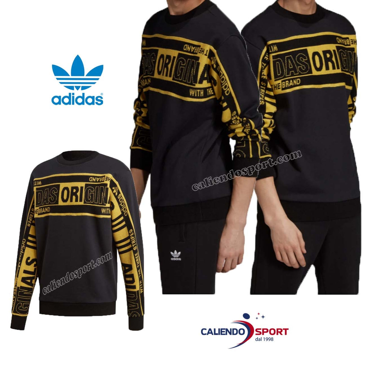 SWEAT-SHIRT À COL RAS DU COU ADIDAS ED9357 REAL SCARF NOIR JAUNE