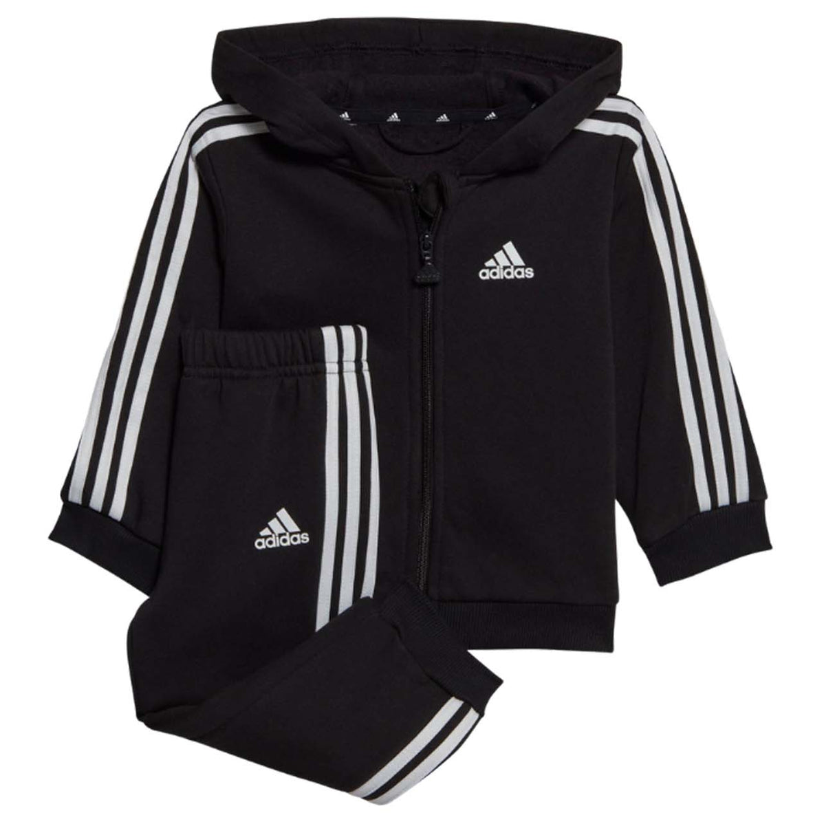 ADIDAS HR5866 ESSENTIALS BLACK COTTON FLEECE TRACKSUIT FOR GIRLS