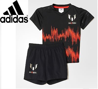COMPLETO ADIDAS AJ7352 Neonati Bambini Mini Me Messi Offerta 9/12 Mesi NERO ROSS