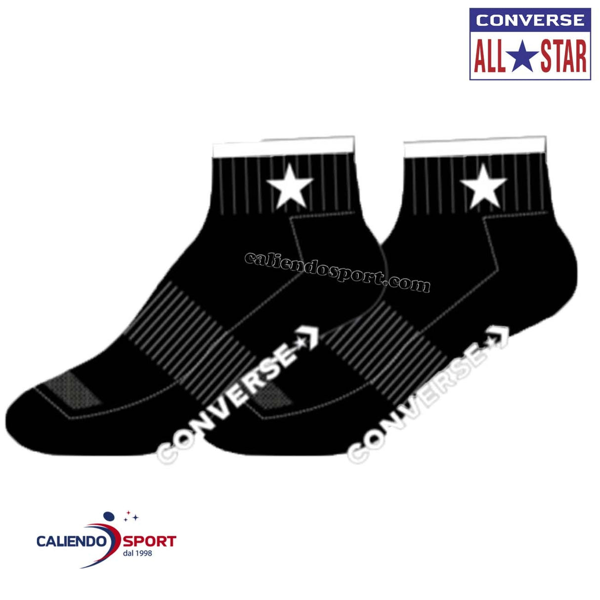 CONVERSE E1010B 2 PAIRS LOW CUT BLACK SOCKS