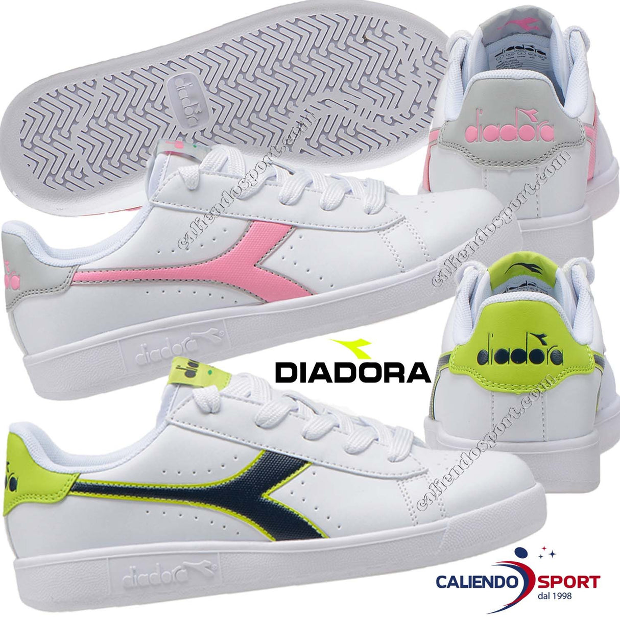 DIADORA GAME P WOMEN'S SHOES GS 173323 70317 WHITE GREEN 173323 50145 WHITE PINK