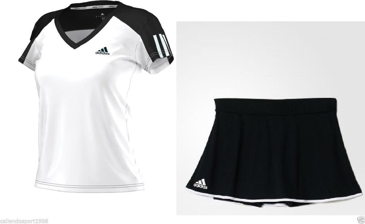 Completo Tennis Donna Adidas Sport T-SHIRT + GONNA BIANCO NERO