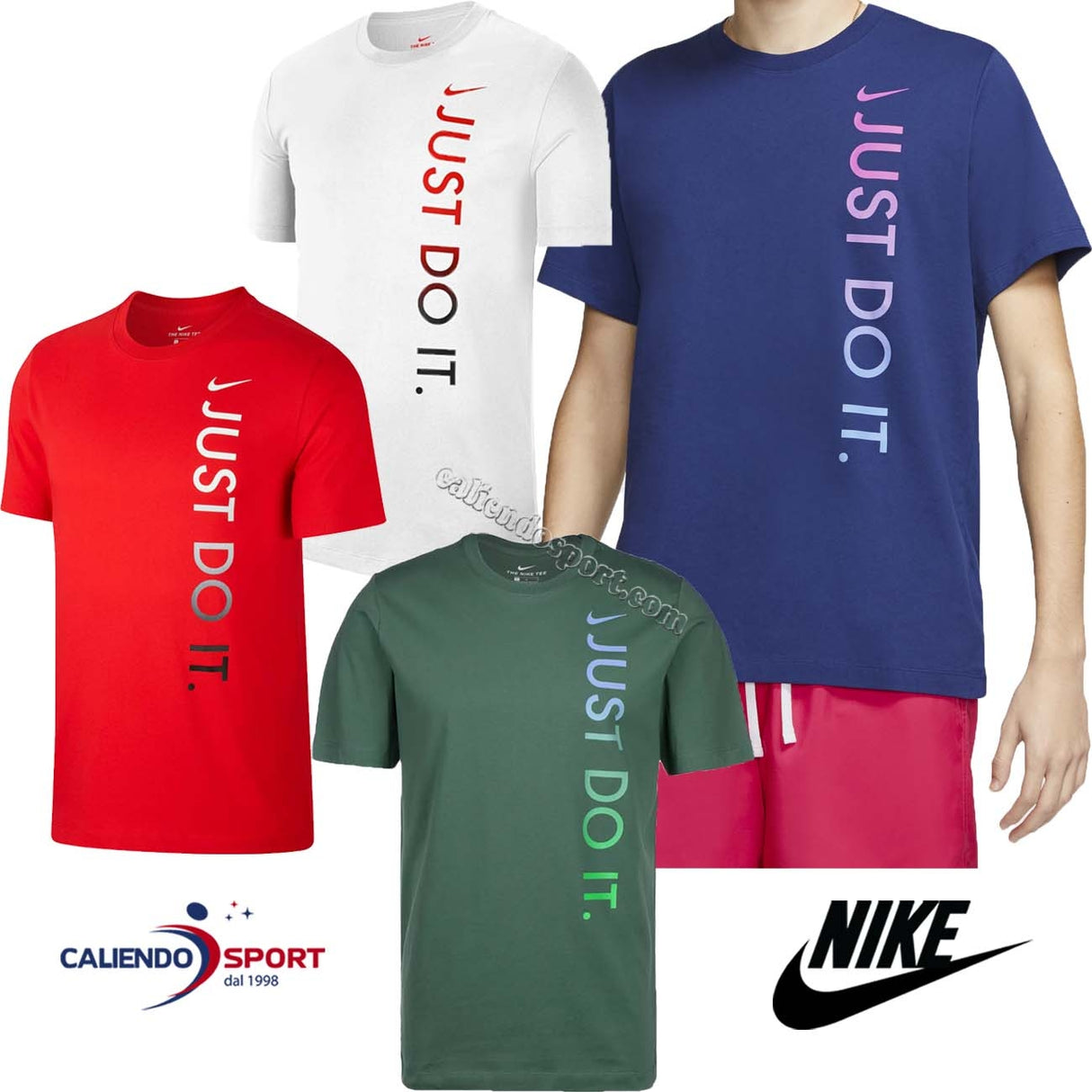 T-SHIRT NIKE CN8598 COTONE VERDE BIANCO ROSSO BLU