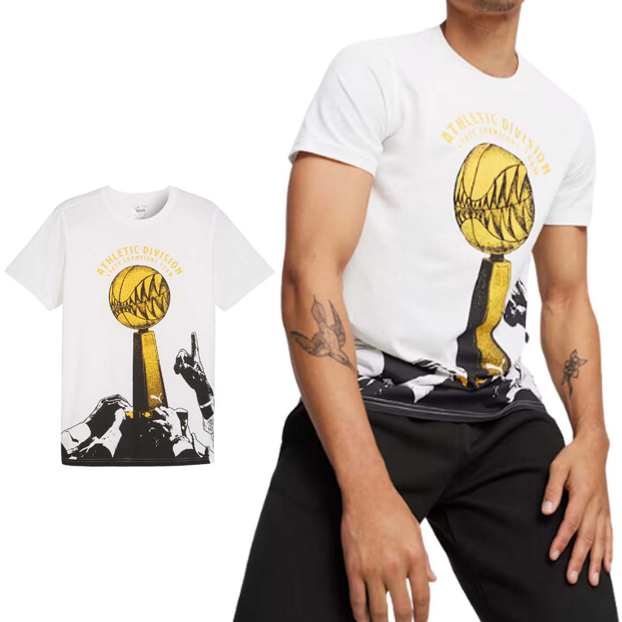 T-SHIRT PUMA 624806 01 BASKET GOLDEN BIANCO COTONE