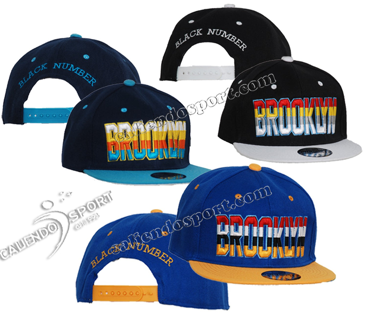 CAPPELLO CON VISIERA LARGA UOMO DONNA UNISEX BROOKLYN AZZURRO BLU NERO