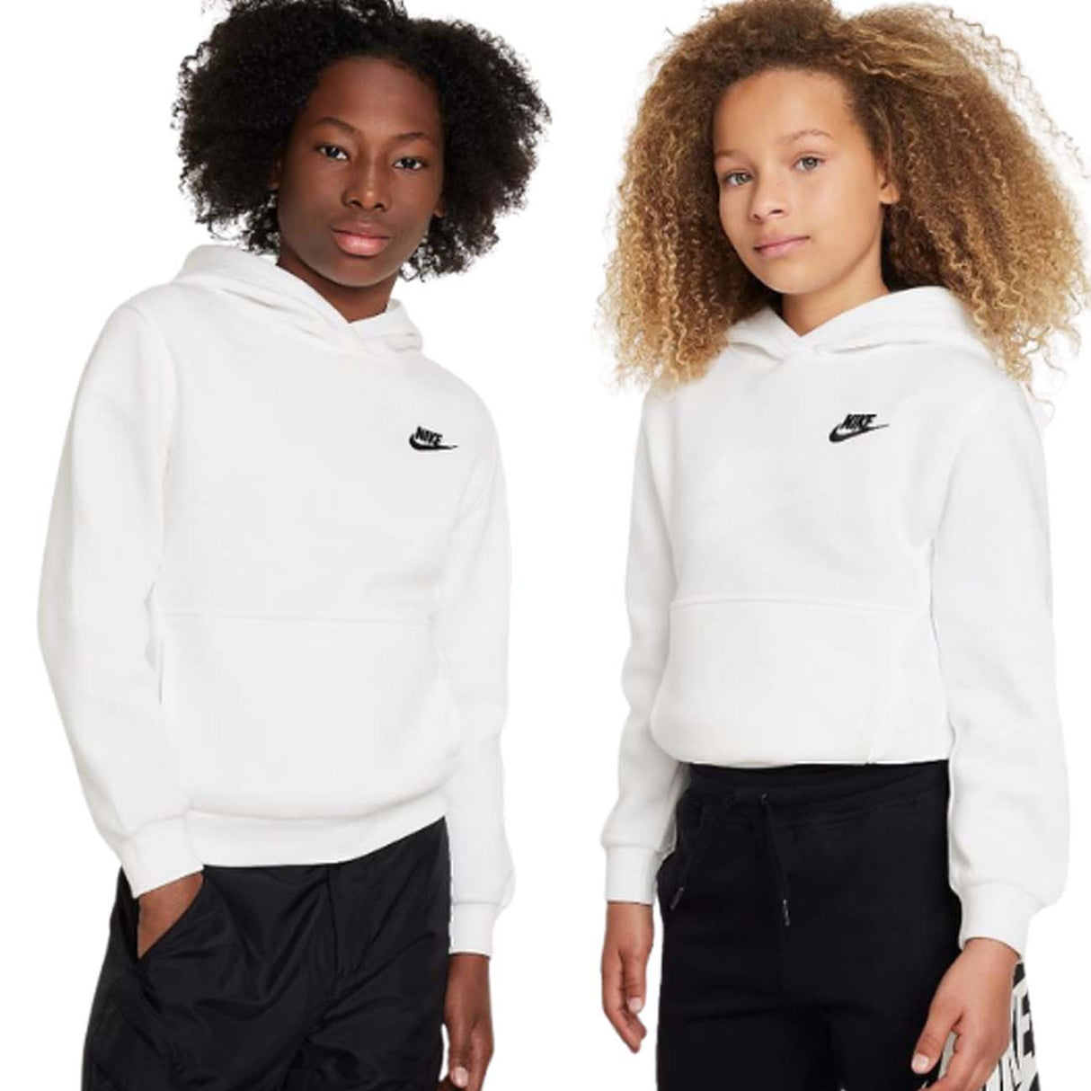 FELPA RAGAZZI NIKE FD3000-100 SPORTWEAR COTONE FELPATO BIANCO