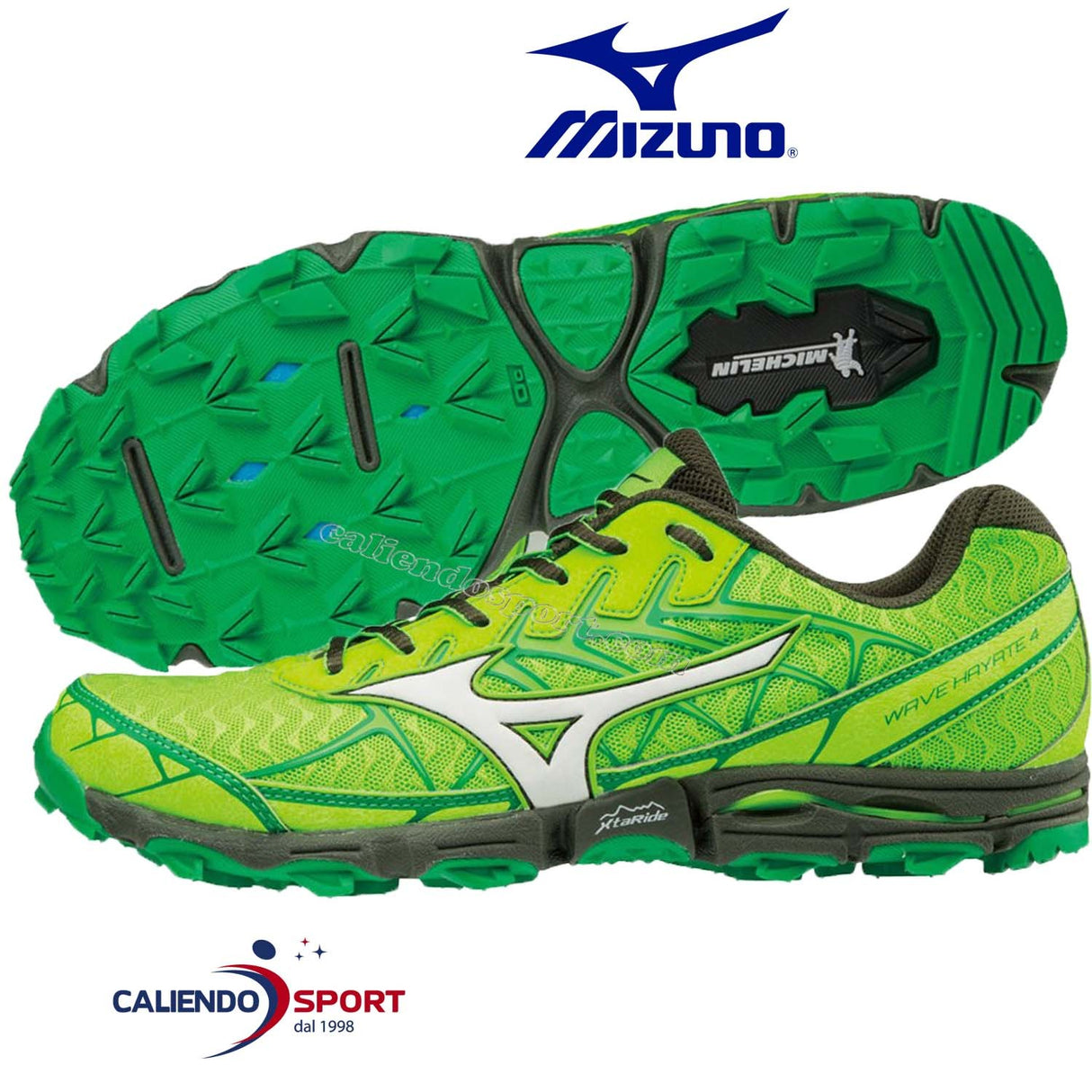 SCARPA MIZUNO UOMO J1GJ187201 RUNNING CORSA WAVE HAYATE 4 VERDE BIANCO SPORT PALESTRA