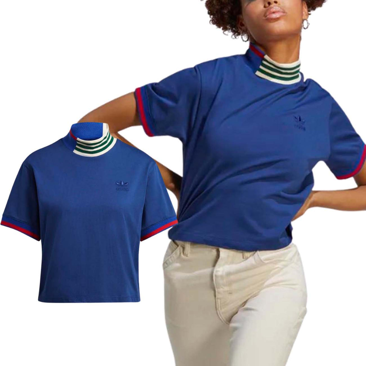 T-SHIRT DONNA ADIDAS IC5224 CORTA COLLETTO A COSTINE