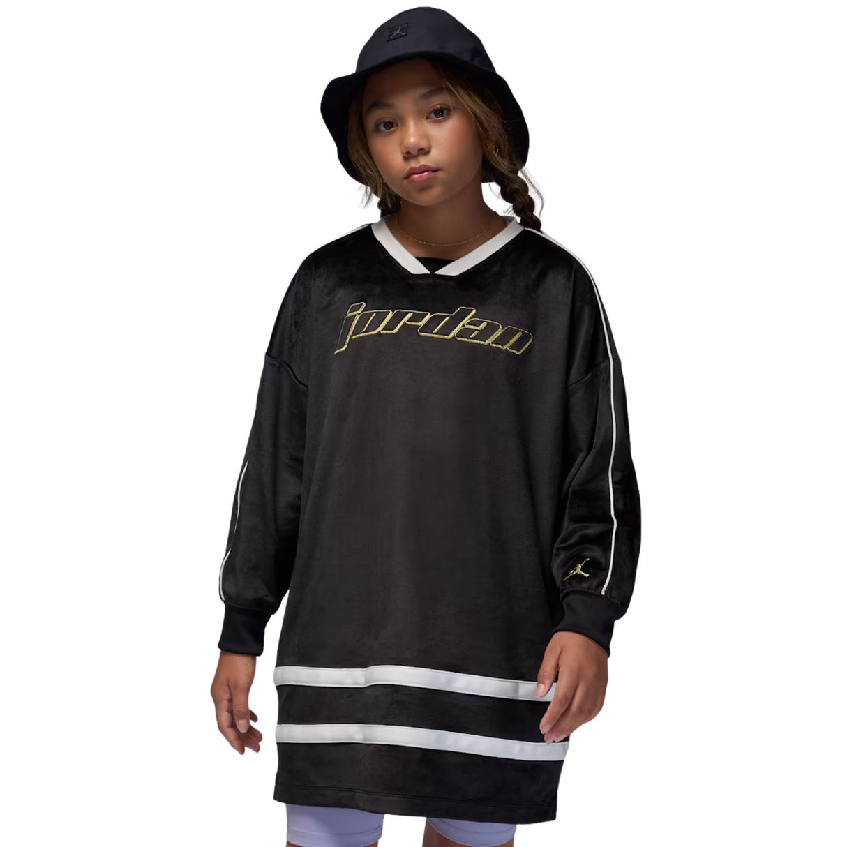 VESTITO RAGAZZE JORDAN 45F334 023 VELLUTO NERO