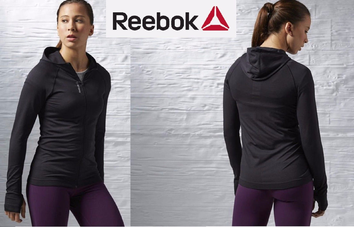 SWEAT-SHIRT FEMME Reebok WOR SMLS FZ HD AJ3553 FITNESS SPORT GYM RUNNING NOIR