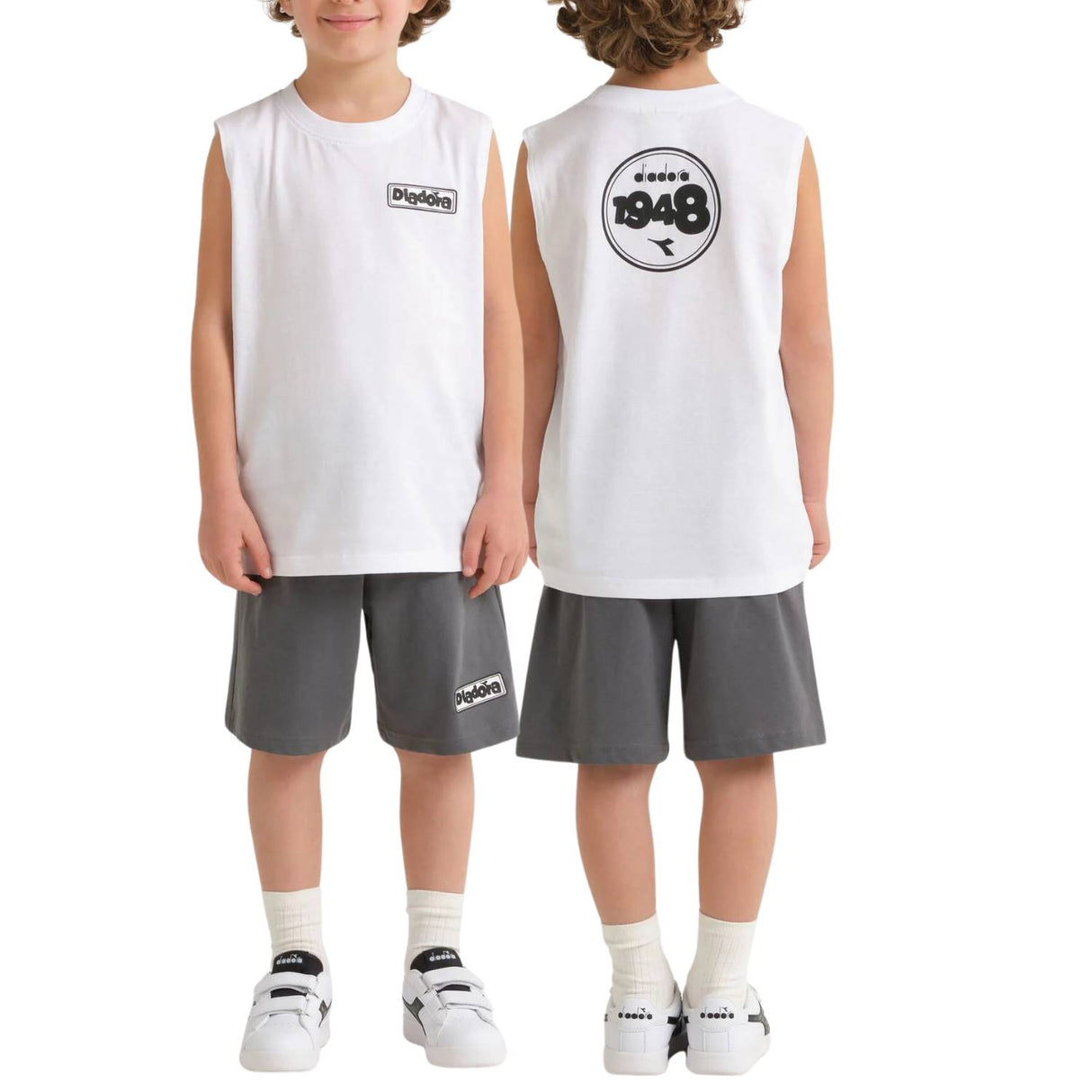 COMPLETO BAMBINI DIADORA 182871 20002 BIANCVCO CRIGIO SMANICATO