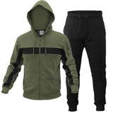 DIADORA MEN'S TRACKSUIT 173575 HD FZ SUIT BRUSHED FL BLACK BLUE FLEECE COTTON