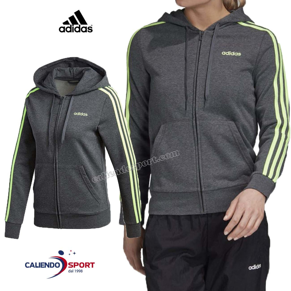 ADIDAS GD3054 WE 3S FZ HD GREY SWEATSHIRT